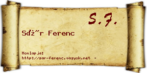 Sár Ferenc névjegykártya